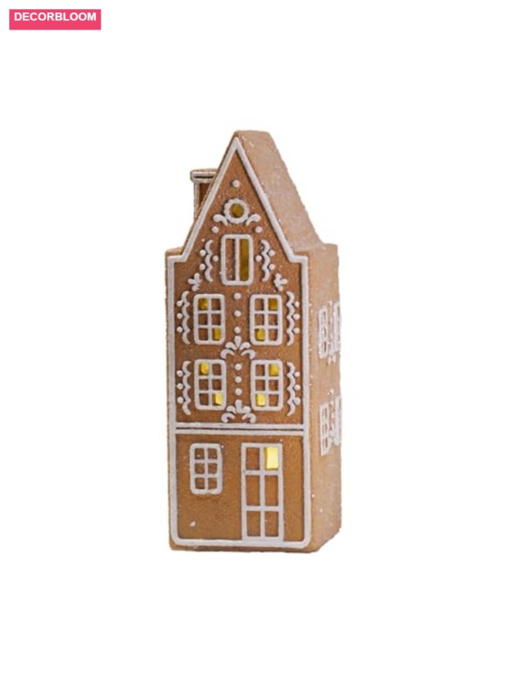Gingerbread House Christmas Figurine With LED Lights Resin Tabletop Decor